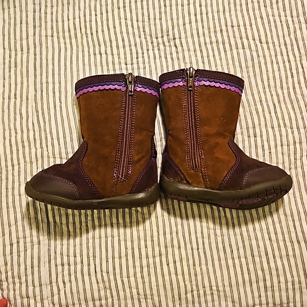 STRIDE RITE Surprise Krisha boots sz. 5 faux leather floral baby booties - Picture 2 of 11